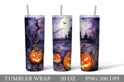 Halloween Tumbler Sublimation. Halloween Pumpkin Tumbler Product Image 1