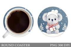 Christmas Koala Coaster. Cute Koala Round Coaster Product Image 1