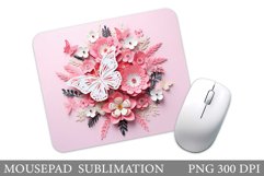 3D Butterfly Mouse Pad. 3D Flowers Mouse Pad Design Product Image 1
