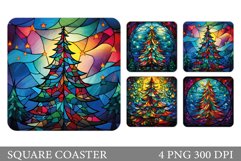 Stained Glass Christmas Tree Coaster. Christmas Tree Coaster Product Image 1