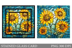 Sunflowers Stained Glass Card. Stained Glass Card Design Product Image 1