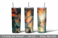 3D Leaves Tumbler Sublimation. 3D Fall Leaves Tumbler Wrap Product Image 1