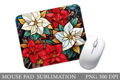 Poinsettia Mouse Pad. Stained Glass Flowers Mouse Pad Product Image 1