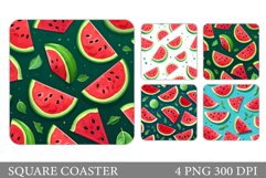 Watermelon Square Coaster. Watermelon Coaster Sublimation Product Image 1