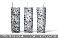 3D Flowers Plaster Tumbler. Flowers Tumbler Sublimation Product Image 1