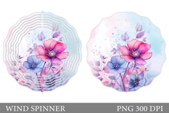 Flowers Spinner Sublimation. Flowers Watercolor Wind Spinner Product Image 1