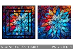 Snowflake Stained Glass Card. Stained Glass Card Design Product Image 1