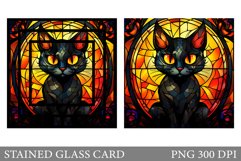 Stained Glass Black Cat Card. Stained Glass Card Sublimation Product Image 1