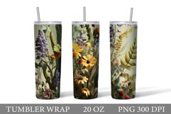 3D Flowers Tumbler Sublimation. 3D Wildflowers Tumbler Product Image 1
