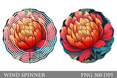 Pion Wind Spinner Sublimation. Flowers Wind Spinner Design Product Image 1