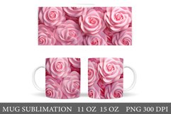 3D Rose Mug Wrap Design. 3D Flowers Rose Mug Sublimation Product Image 1