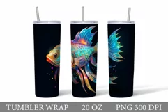 3D Fish Tumbler Wrap. 3D Rainbow Fish Tumbler Sublimation Product Image 1