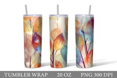 Leaves Tumbler Sublimation. Fall Leaves Tumbler Wrap Design Product Image 1
