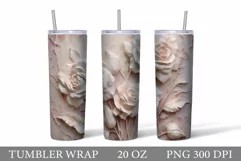 3D Rose Plaster Tumbler Sublimation. 3D Flowers Tumbler Wrap Product Image 1