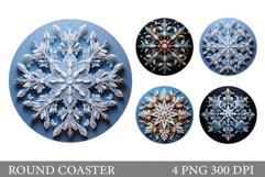 Snowflake Round Coaster. Snowflake Coaster Sublimation Product Image 1
