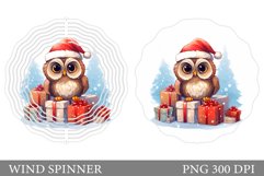 Christmas Owl Spinner Sublimation. Cute Owl Wind Spinner Product Image 1
