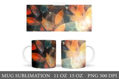 3D Leaves Mug Sublimation. Fall Leaves Mug Wrap Design Product Image 1