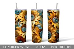 3D Sunflower Tumbler Sublimation. Sunflower Tumbler Design Product Image 1