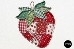 Patchwork Strawberry PNG, Vintage Cottagecore Summer Clipart Product Image 1