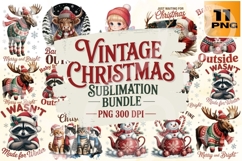 Vintage Christmas Animal PNG Bundle Product Image 1
