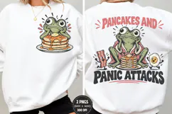 Pancake Frog Front Back Shirt PNG, Funny Breakfast Chest Bac Product Image 1