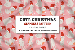 Seamless Christmas Cats Digital Paper, Cute Pattern Design Product Image 1