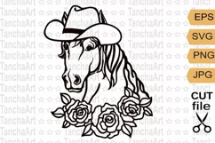 Horse head cowboy hat svg cut file, love horses svg, png Product Image 1
