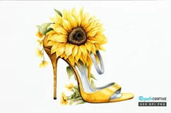 Sunflower High Heel Watercolor PNG Clipart Product Image 1