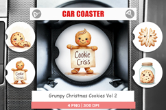 Car Coaster Watercolor Grumpy Christmas Cookies Product Image 1