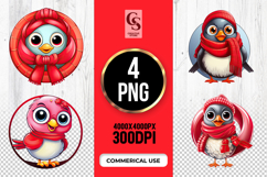 Winter Bird with Scarf Clipart Sublimation PNG Product Image 1