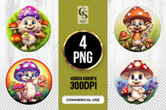 Cute Hedgehog With Mushroom Clipart Sublimation PNG Product Image 1