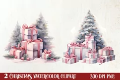 Pink Christmas gifts clipart sublimation, Christmas PNG Product Image 2