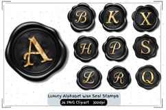 Luxury Alphabet Wax Seal Stamps AZ | Elegant PNG Set Product Image 1