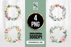 Watercolor Floral Wreath Clipart Sublimation PNG Product Image 1