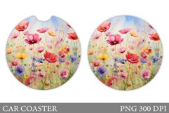 Wildflowers Car Coaster Sublimation. Flowers Car Coaster Product Image 1