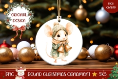 Christmas Mouse Ornament PNG, Cartoon Christmas Ornament Product Image 1