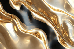 Gold Silver Black Fluid Metallic Swirl Background Product Image 1