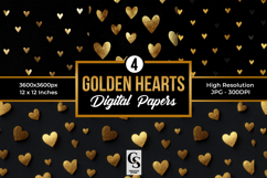 Golden Hearts Pattern Digital Paper Product Image 1