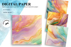 Rainbow Watercolor Alcohol Ink Background Digital Paper Product Image 1