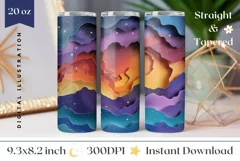 3D Space Tumbler Wrap Design, Stars Tumbler Template Product Image 1