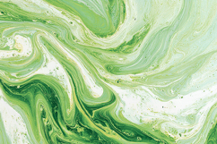 A vibrant green and white abstract painting with swirling Product Image 1