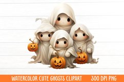 Watercolor Cute Ghosts Clipart Product Image 1