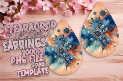 Creative Teardrop Earrings Sublimation Template , Watercolor Product Image 1
