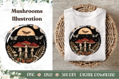 Cartoon Forest Illustration, Cartoon Mushrooms PNG, Moon PNG Product Image 1