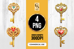 Heart Shape Key Clipart Sublimation PNG Product Image 1