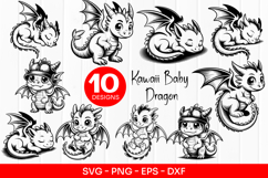 Kawaii Baby Dragon Clipart SVG PNG Product Image 1