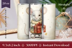 Christmas Tumbler Sublimation, Watercolor Mouse Tumbler PNG Product Image 1
