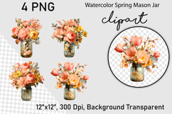 Watercolor Spring Mason Jar Clipart Product Image 1