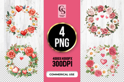 Floral Heart Wreath Clipart Sublimation PNG Product Image 1