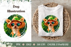 Summer Chihuahua Illustration, Chihuahua Sublimation Product Image 1